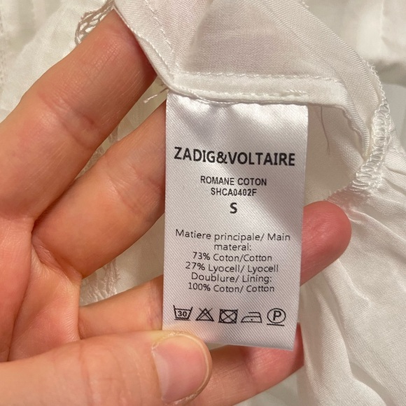 Zadig & Voltaire White Romane Coton Blouse - Picture 11 of 12